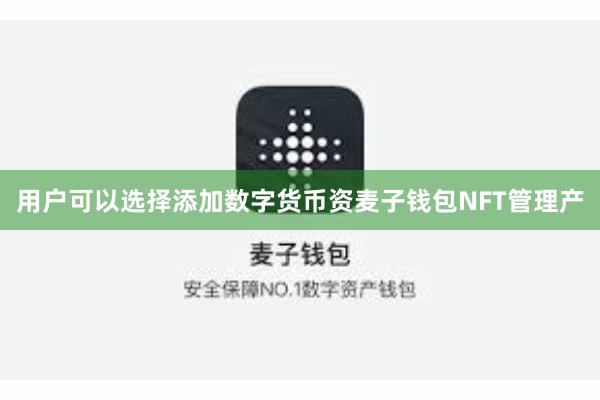 用户可以选择添加数字货币资麦子钱包NFT管理产